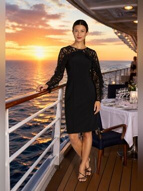 R&M Richards NWT Womens Night Out and Cocktail Lace Sequined Lined Dress Size 8.